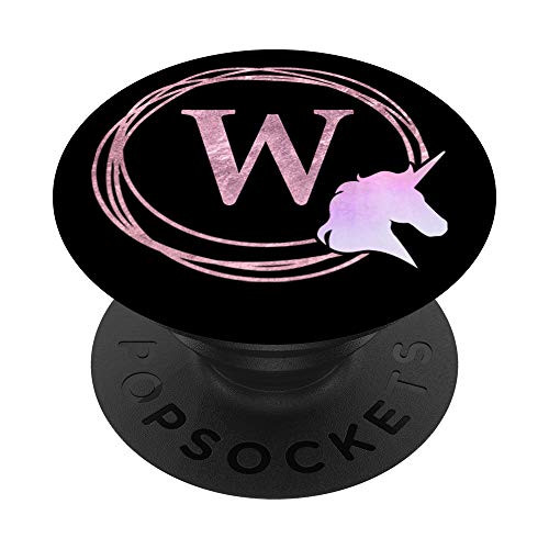 Letter W Gift Unicorn Monogram Initial W PopSockets Grip and Stand for Phones and Tablets