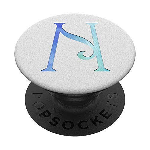 Purple Blue and Green Letter N Monogram On White PopSockets Grip and Stand for Phones and Tablets