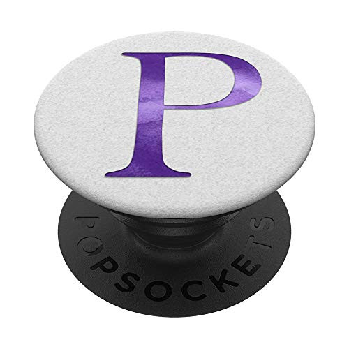 Purple watercolor Letter P Monogram On White PopSockets Grip and Stand for Phones and Tablets