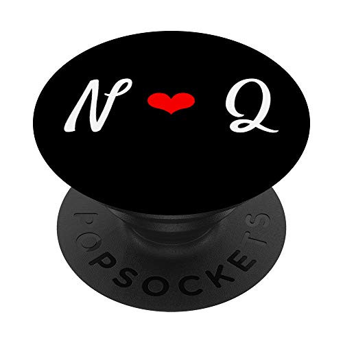 N  and  Q Heart Love Initial Letter Alphabet Monogram PopSockets Grip and Stand for Phones and Tablets