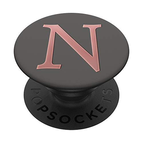 Golden Rose Pink Initial Letter N On Space Gray PopSockets PopGrip Swappable Grip for Phones  and  Tablets