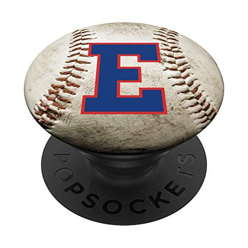 Letter E blue and red on baseball monogram initial E PopSockets Grip and Stand for Phones and Tablets