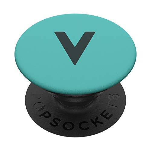 Teal Blue Turquoise Mint Green Monogram Initial Letter V PopSockets Grip and Stand for Phones and Tablets