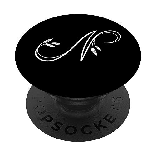 Initial N Flower Monogram Design Retro Cute Floral Letter N PopSockets Grip and Stand for Phones and Tablets