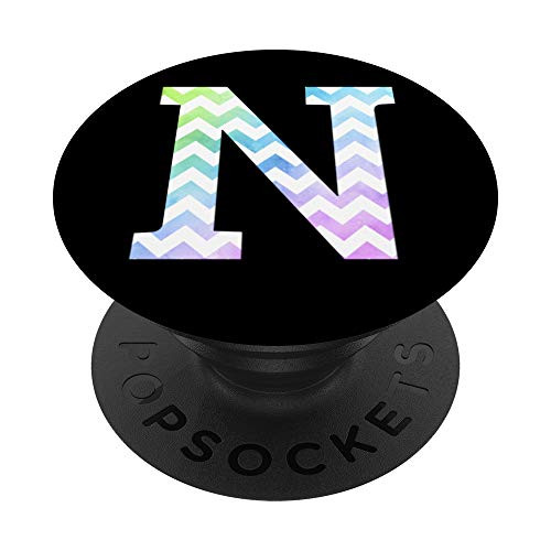 Watercolor Pastel Chevron Monogram Initial Letter N PopSockets Grip and Stand for Phones and Tablets