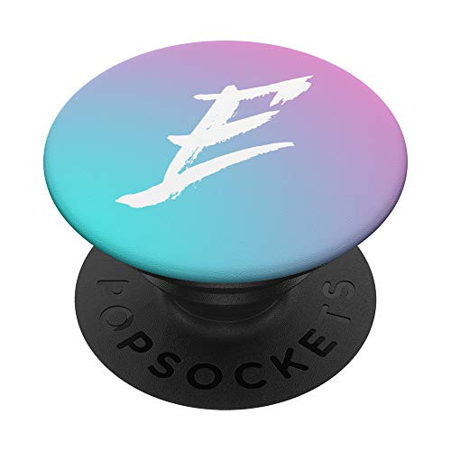 Pink Blue Ombre Monogram Initial Letter E Phone Grip PopSockets Grip and Stand for Phones and Tablets