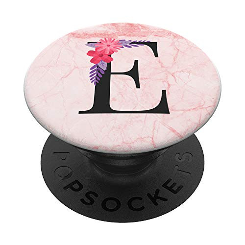 Personalized Girly Floral Alphabet Capital E Initial Letter PopSockets PopGrip Swappable Grip for Phones  and  Tablets