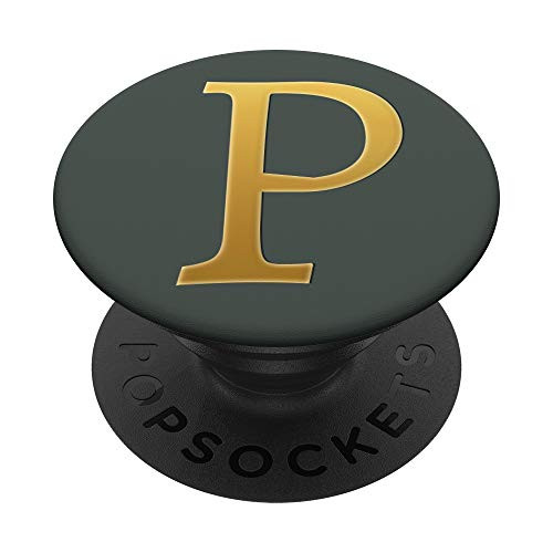 Golden Letter P Monogram On Midnight Green Match PopSockets PopGrip Swappable Grip for Phones  and  Tablets