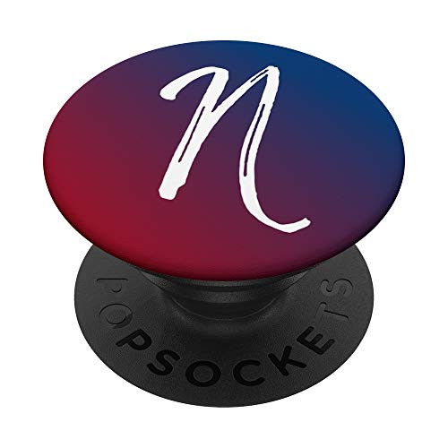 Initial N Phone Case Gradient Ombre Red Purple Blue Letter N PopSockets Grip and Stand for Phones and Tablets