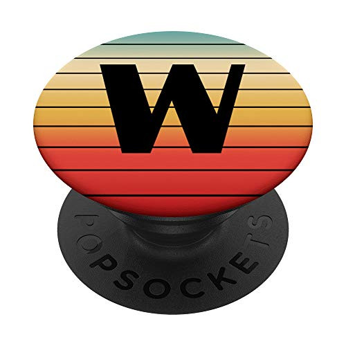 Letter W Initial Retro Monogram W PopSockets Grip and Stand for Phones and Tablets