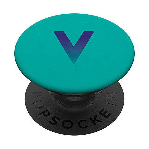 Teal Blue Green Turquoise Mint Monogram Initial Letter V PopSockets Grip and Stand for Phones and Tablets
