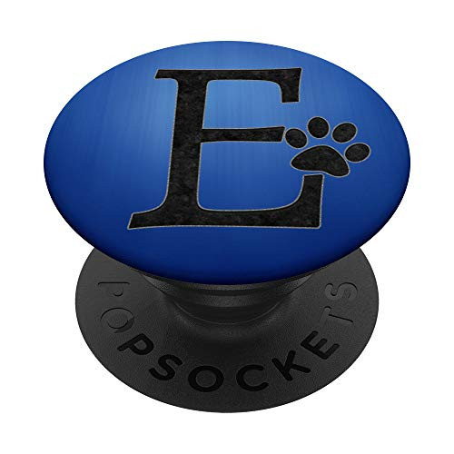 Black letter-E With Dog Paw Print on Dark Blue PopSockets PopGrip Swappable Grip for Phones and Tablets Black letter-E With Dog Paw Print on Dark Blue PopSockets PopGrip Swappable Grip for Phones and Tablets