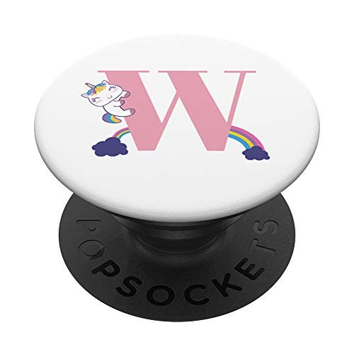 Unicorn and Rainbows Letter W Initial PopSockets PopGrip Swappable Grip for Phones  and  Tablets