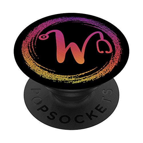 Nurse Gift Stethoscope Personalized Initial Name Letter W PopSockets Grip and Stand for Phones and Tablets