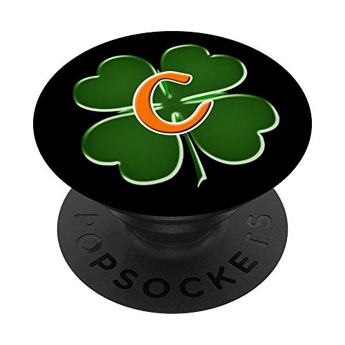 Letter C Irish Clover Green St Patricks Day Gift PopSockets Grip and Stand for Phones and Tablets