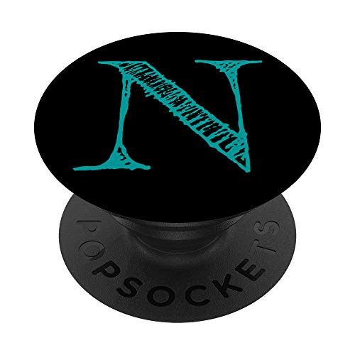 Teal  and  Black Letter N Initial Monogram HatchedShaded Font PopSockets Grip and Stand for Phones and Tablets