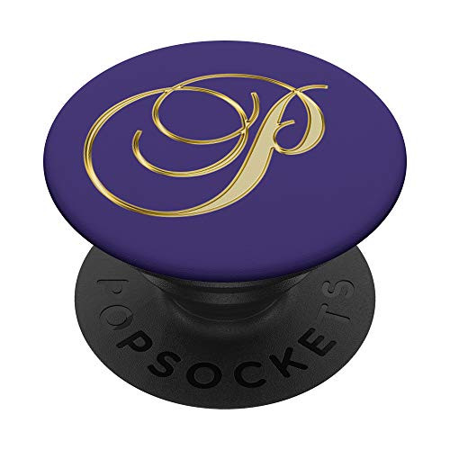 Phone Grip Letter P Yellow. Initial P Tan Yellow on Purple PopSockets Grip and Stand for Phones and Tablets