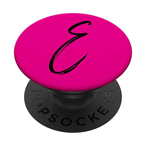 Hot Pink and Black E ~ Monogram Initial Letter E PopSockets Grip and Stand for Phones and Tablets