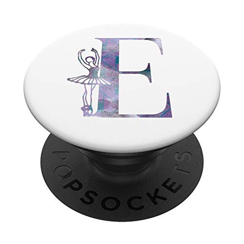 Purple Letter E Initial Ballerina Watercolor Monogram PopSockets PopGrip Swappable Grip for Phones  and  Tablets