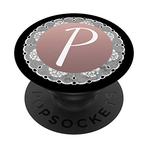 Monogram Pop Rose Pink with Letter P Phone Stand Initial P PopSockets Grip and Stand for Phones and Tablets