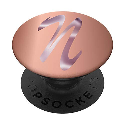 Initial Letter N Name Monogram Dusty Rose Phone Gift PopSockets Grip and Stand for Phones and Tablets