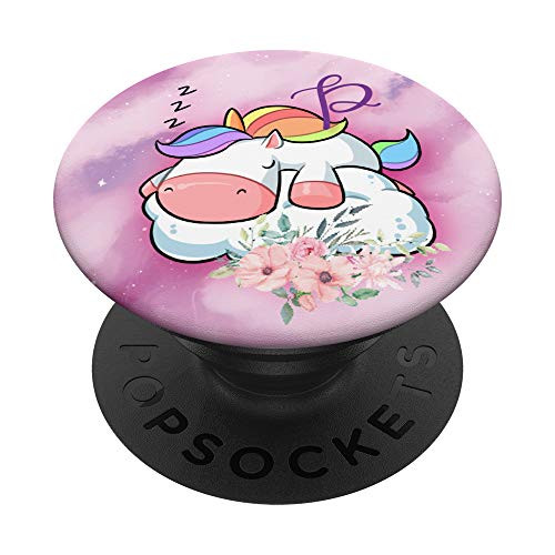 Sleeping Unicorn Galaxy Purple Monogram Initial Letter P PopSockets Grip and Stand for Phones and Tablets