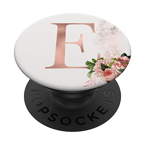 Rose Blush Floral Monogram Initial Letter E Pink Flowers PopSockets Grip and Stand for Phones and Tablets
