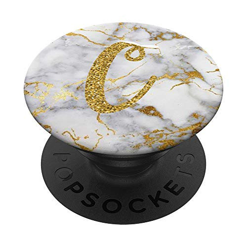 Marble with Letters C Monogram Swirl Letter for Initial PopSockets Grip and Stand for Phones and Tablets