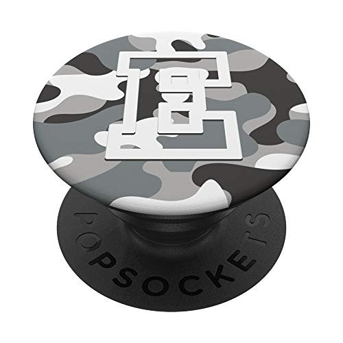 Letter E Initial Army Camouflage Pattern Design Monogram PopSockets Grip and Stand for Phones and Tablets