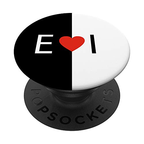 E love I letters Heart Black  and  White monogram initial design PopSockets Grip and Stand for Phones and Tablets