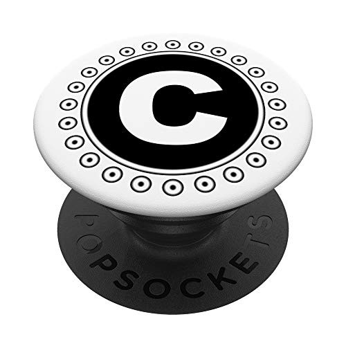 Chic Initial Monogram Letter C Black  and  White PopSockets Grip and Stand for Phones and Tablets