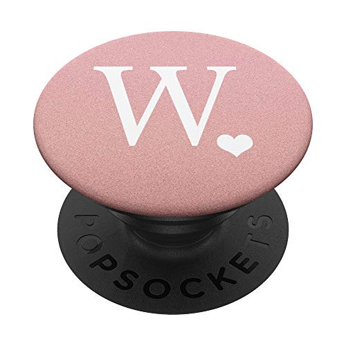 White Initial Letter W heart Monogram on Rose Pink PopSockets PopGrip Swappable Grip for Phones and Tablets White Initial Letter W heart Monogram on Rose Pink PopSockets PopGrip Swappable Grip for Phones and Tablets