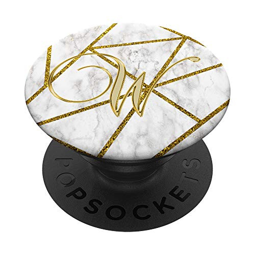 W Yellow Geometric White Abstract Initial Monogram Letter PopSockets Grip and Stand for Phones and Tablets