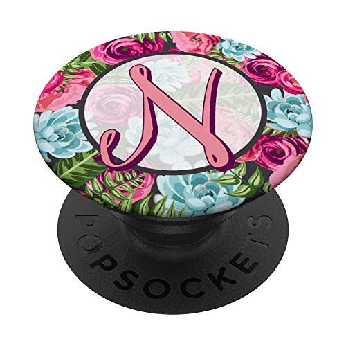 Letter N Initial Monogram Floral Rose Purple Pink Pattern PopSockets Grip and Stand for Phones and Tablets Letter N Initial Monogram Floral Rose Purple Pink Pattern PopSockets Grip and Stand for Phones and Tablets