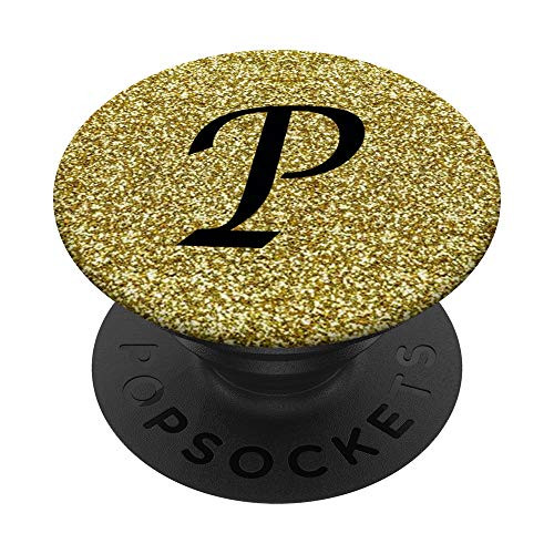 Gold Glamour Monogram Letter P Initial PopSockets Grip and Stand for Phones and Tablets