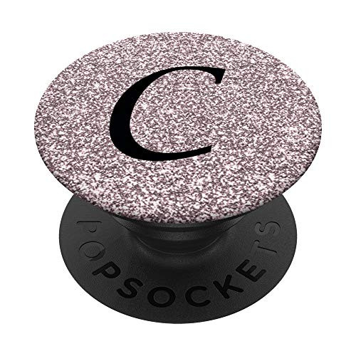 Rose Pink Glamour Monogram Letter C Initial PopSockets Grip and Stand for Phones and Tablets