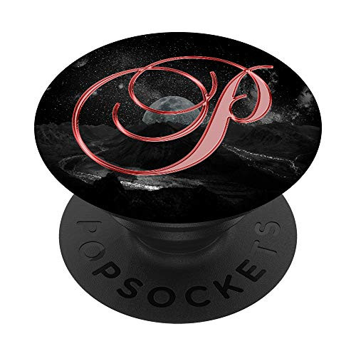P Red Moon Universe Space Galaxy Monogram Initial Letter PopSockets Grip and Stand for Phones and Tablets