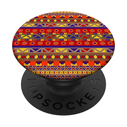 Tribal aztec bright bold colors design red yellow purple PopSockets PopGrip Swappable Grip for Phones  and  Tablets