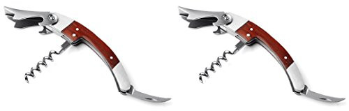 Visol Tassin Stainless Steel with Wood Grain Handle Corkscrew (2 Pack), Silver