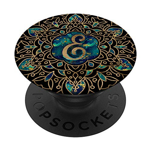 Luxury Mandala monogram with initial letter E PopSockets Grip and Stand for Phones and Tablets