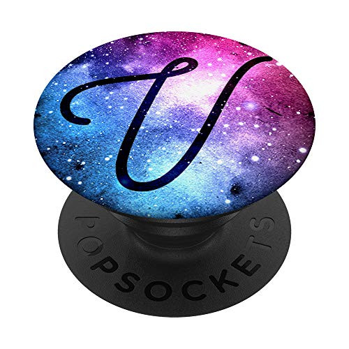 Letter V Space Stars Galaxy Monogram First Last Name PopSockets Grip and Stand for Phones and Tablets
