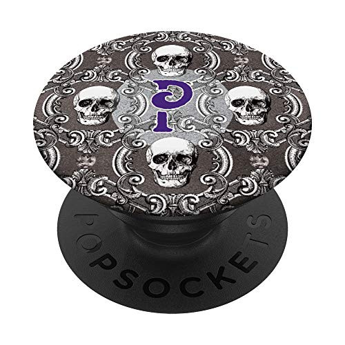 Letter P Halloween Skull Pattern Monogram Initial P Goth PopSockets Grip and Stand for Phones and Tablets