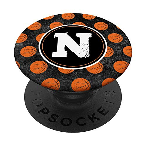 Basketball Letter N Monogram Initial Cute Player Coach Gift PopSockets Grip and Stand for Phones and Tablets