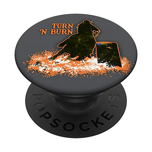 Barrel Racer Turn N Burn Rodeo Tin Can Chaser - Grey Orange PopSockets Grip and Stand for Phones and Tablets