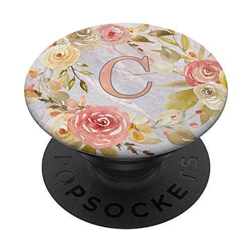 Initial Letter C with Floral Wreath Monogram AAN081 PopSockets PopGrip Swappable Grip for Phones  and  Tablets