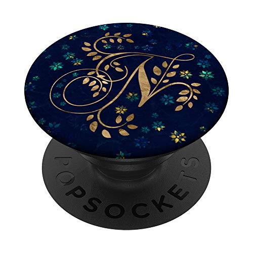 Luxury Elegant monogram ornament with initial letter N PopSockets Grip and Stand for Phones and Tablets