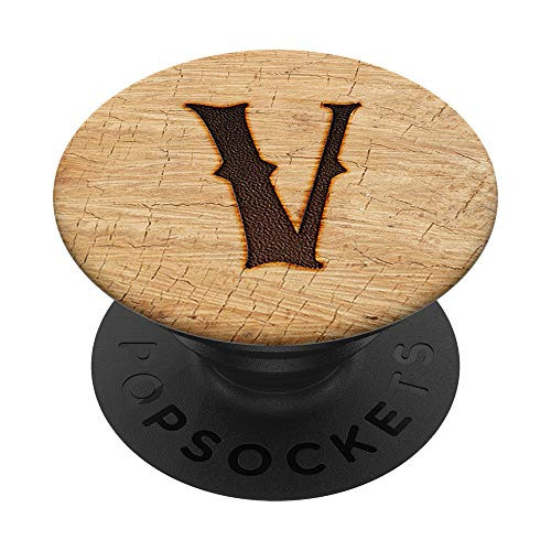 Rustic Letter V First Initial Monogram PS13790V PopSockets Grip and Stand for Phones and Tablets