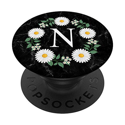 Initial Letter N Monogram Daisy Flower Personalized Gifts PopSockets Grip and Stand for Phones and Tablets
