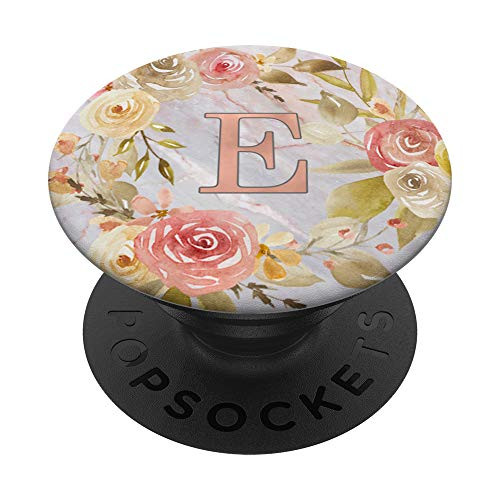 Initial Letter E with Floral Wreath Monogram AAN083 PopSockets PopGrip Swappable Grip for Phones  and  Tablets