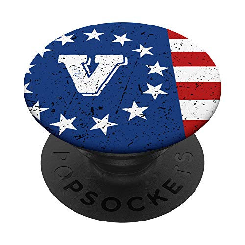 Betsy Ross Flag Monogram Initial Letter V American Colony PopSockets Grip and Stand for Phones and Tablets